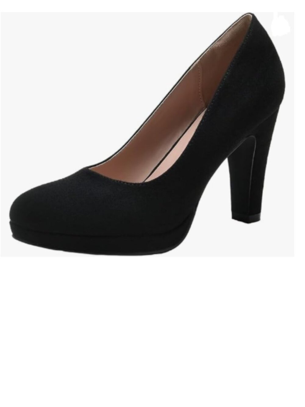 miss left Black Low Platform Chunky High Heel Slip On Closed Round Toe Pump